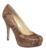 Put your own spin on classic. The Smiles pumps by Enzo Angiolini improve upon a timeless silhouette with fabulous finishes.