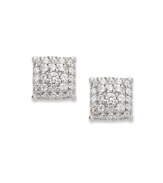 Petite studs that pack a sparkling punch. Earrings showcase a square cluster of single-cut diamonds (1/4 ct. t.w.) in a 14k white gold post setting. Approximate diameter: 1/2 inch.