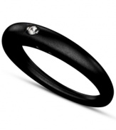 Stackable style with a hint of sparkle! DUEPUNTI's unique ring is crafted from black-hued silicone with a round-cut diamond accent. Set in sterling silver. Ring Size Small (4-6), Medium (6-1/2-8) and Large (8-1/2-10)