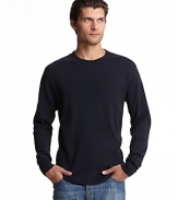 Long sleeve crewneck shirt in a soft cotton with check elbow patches.