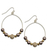 Clusters of shimmering glass beads and acrylic pearls shine on these Charter Club hoop earrings. Crafted in 14k gold-plated mixed metal. Approximate drop: 2-1/5 inches.