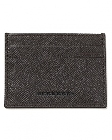 In textured leather, this classic Burberry card case houses the essential cards you use the most. Stow it in an easily accessible pocket for sharp style on the go. In textured leather, this classic Burberry card case houses the essential cards you use the most. Stow it in an easily accessible pocket for sharp style on the go.