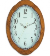 Distinguished by silk-printed numerals, a pearl-finish dial and polished wood frame, this Opal Clocks timekeeper adds graceful style to every minute of the day. Featuring a second hand with noiseless movement.