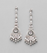EXCLUSIVELY AT SAKS. Exquisite sparkle with a vintage look, combining cubic zirconia and crystals in a stylized rhodium-plated setting. Cubic zirconia and crystal Rhodium plated Drop, about 2 Post back Imported
