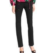 These slim ankle-length petite pants from MICHAEL Michael Kors have a touch of Old Hollywood chic. Beautiful with a silky blouse or go classic with a crisp white shirt!