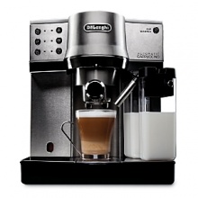 Be your own barista with the stainless steel pump espresso maker from Delonghi Pump Espresso. Simple to use, you can easily create cafe-quality cappuccinos and lattes. Highlights include a self-priming feature to eliminate time-consuming start-up preparation, a cup warming tray, removable drip and water tank for easy cleaning, high-quality stainless steel boiler and adjustable cup height that accommodates up to 4 glasses. Be your own barista with the stainless steel pump espresso maker from Delonghi Pump Espresso. Simple to use, you can easily create cafe-quality cappuccinos and lattes. Highlights include a self-priming feature to eliminate time-consuming start-up preparation, a cup warming tray, removable drip and water tank for easy cleaning, high-quality stainless steel boiler and adjustable cup height that accommodates up to 4 glasses.