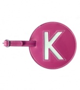 Give me a K! This big, easy-to-spot luggage tag is personalized with your initial, giving your bags an identity and helping them stand out on the luggage carousel.