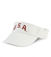 An adjustable cotton twill visor celebrates Team USA's participation in the 2012 Olympic Games with bold country embroidery at the front.