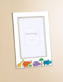 From the Jungle Parade collection, this lovely keepsake is perfect for the little explorer who's fascinated with the wild creatures found in the jungles and rainforests. Display your special adventurer in this silverplate picture frame featuring a menagerie of animals trekking through the jungle.Elegantly gift boxedSilverplateHold 4 X 6 photos6.25W X 4.5HImported From the Jungle Parade collection, this lovely keepsake is perfect for the little explorer who's fascinated with the wild creatures found in the jungles and rainforests. Display your special adventurer in this silverplate picture frame featuring a menagerie of animals trekking through the jungle.Elegantly gift boxedSilverplateHold 4 X 6 photos6.25W X 4.5HImported