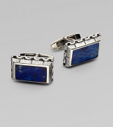 The perfect finishing touch for your smartest suit: A bold pair of semi-precious sterling silver cuff links.Lapis and onyx inlaysSterling silverAbout 1W X ½HImported