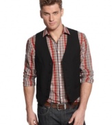 Clean up your casual act. This Alfani vest keeps it classy all weekend long.