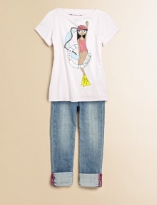 Vibrant, contrasting trim and grommets make this wear-everywhere pair of perfectly faded jeans standout from the rest.Front button closureZip flyWaistband with belt loopsFive-pocket stylingContrasting seamRolled cuffs99% cotton/1% elastaneMachine washImported Vibrant, contrasting trim and grommets make this wear-everywhere pair of perfectly faded jeans standout from the rest.Front button closureZip flyWaistband with belt loopsFive-pocket stylingContrasting seamRolled cuffs99% cotton/1% elastaneMachine washImported