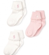 Ralph Lauren Childrenswear Infant 3 Pack Scallop Trim Socks - Sizes 6-24 Months