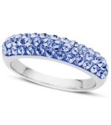 Simple, yet stunning. Kaleidoscope's dazzling cocktail ring features a round-cut purple crystals with Swarovski Elements in a smooth sterling silver band. Size 7.