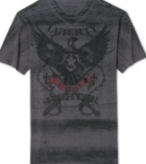Don't fight how stylish you'll look in this v-neck graphic tee by Retrofit.