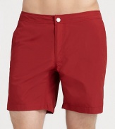 Practical in the water or walking those hot, summer streets, tailored in quick-drying cotton-nylon.Flat-front styleZip flySide slash, back flap pocketFully linedInseam, about 7½55% cotton/45% nylonMachine washImported