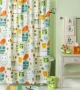 Hoo says owls only come out at night? Wise up to the new look in bath with the Give a Hoot shower curtain, featuring whimsical owls, branches and leaves in a palette that's just right, morning or midnight.
