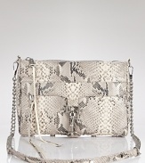 Introduce an exotic twist into your accessories portfolio with Rebecca Minkoff's crossbody bag. A day-to-night hero, this python-embossed beauty looses the strap and charms after dark.