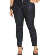 Sparkle this season with Seven7 Jeans' plus size skinny jeans, featuring a metallic wash-- pair them with all your new tops!