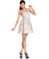 Go for a ladylike look with this brocade Bar III Front Row dress featuring a back cutout for extra eye-catching appeal!