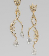 From the Grey Gardens Collection. Elegant, goldtone vines encrusted with Swarovski crystals and accented with drops of green amethyst. GoldtoneSwarovski crystalsGreen amethystDrop, about 3¾Surgical steel post backMade in USA