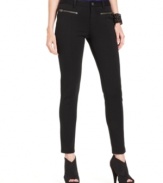 Made of soft knit, these petite skinny pants from DKNY Jeans are ultra-comfy and in basic black, always chic.