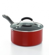 It's not complicated-prep gets an easy makeover with this straining saucepan, which makes heating & dishing out potatoes, veggies, pasta and more a simple thing. An aluminum construction defines efficiency by heating up fast, while the dimpled surface with professional nonstick creates hot air pockets that promote even heating & unbelievable release. Lifetime warranty.