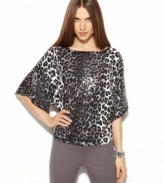 An ombre animal print and allover sequin detail make INC's latest petite sweater a wardrobe standout. (Clearance)