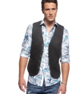 Dress up your casual look with the simple pairing of this vest from INC International Concepts with your favorite button down or t-shirt and a pair of jeans.