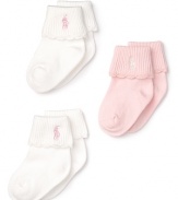 Ralph Lauren Childrenswear Infant Girls' Layette 3 Pack Scallop Trim Socks - Sizes 0-6 Months
