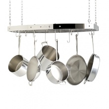 Elegantly display your favorite All-Clad cookware with this 36 hanging pot rack. A center grid with patent-pending Magnatrack™ technology keeps hooks in place when retrieving and replacing cookware and accessories. Elegantly display your favorite All-Clad cookware with this 36 hanging pot rack. A center grid with patent-pending Magnatrack™ technology keeps hooks in place when retrieving and replacing cookware and accessories.