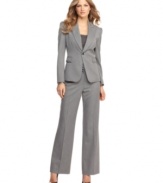 A subtle pinstripe and crisp details ensure this Tahari By ASL pantsuit will look polished for years to come.