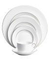 In an exquisite union of the contemporary and the classical, renowned bridal designer Vera Wang and Wedgwood have created a dinnerware and dishes pattern that brings elegance to the modern table. Blanc sur Blanc place settings marry pure white with a textured matte border and platinum edging for subtle tonal contrast.