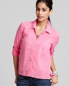 With a chic high/low hemline and classic collar, Splendid retools the button-front shirt into a fresh idea for fall.