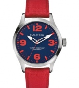 Take your outdoor look to a brighter level with this colorful sport watch from Nautica.
