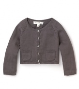 Pearls & Popcorn Infant Girls' Pocket Cardigan - Sizes 12-36 Months