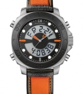 Modern functionality and a burst of color take over the classic styling of this Hugo Boss watch.