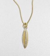 From the Lantana Collection. A brilliant pendant with rows of dazzling diamonds between pretty cables crafted in radiant 18k gold on a box link chain. Diamonds, .34 tcw18k goldPendant length, about 1¼Necklace length, about 17 to 18 adjustableJump ring closureImported 