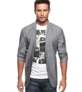 Give your blazer a modern upgrade with this two-button version from Marc Ecko Cut & Sew.