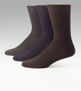 EXCLUSIVELY OURS. Rib-textured in a fine merino wool/silk. Mid-calf length Hand-link toe Merino wool/silk/nylon/Lycra spandex; machine wash Made in Italy