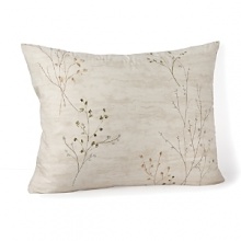 A soothing, natural print infuses your home with modern elegance. Delicate dawn-colored branches bedecked with olive and blue leaves adorn this peaceful Calvin Klein Home sham. A soothing, natural print infuses your home with modern elegance. Delicate dawn-colored branches bedecked with olive and blue leaves adorn this peaceful Calvin Klein Home sham.