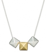 Pyramids with panache. Studio Silver's pendant is crafted in sterling silver and 18k gold over sterling silver, and features a contemporary design sure to entice. Approximate length: 18 inches. Approximate drop length: 1/4 inch. Approximate drop width (total): 3/4 inch.