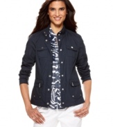 Perfect for changeable spring days, this cotton jacket from Jones New York Signature is a lightweight layering essential with a blouse and trousers!