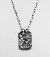 Textural elements in sterling silver enhanced with sophisticated black diamond refines this signature dog tag necklace design.Sterling silverBlack diamondPendant, 1 x 1½Length, about 22Imported