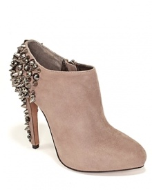 Soft kid suede in a sleek silhouette makes a thrilling exit with a studded heel. By Sam Edelman.