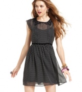 So many reasons to love this polka dot day dress from American Rag! The crochet-knit faux collar accents the frock with irresistibly cute style.