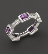 Faceted amethyst and white sapphires, set in sterling silver, evoke art deco style. By Elizabeth Showers.
