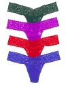 A soft stretchy lace low-rise thong with a thick signature lace waistband in new fashion colors!