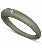 Stackable style with a hint of sparkle! DUEPUNTI's unique ring is crafted from grey-hued silicone with a round-cut diamond accent. Set in sterling silver. Ring Size Small (4-6), Medium (6-1/2-8) and Large (8-1/2-10)