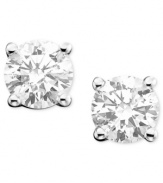 Bring some luster to your life. This pair of stud earrings truly dazzles with full-cut diamonds (3/8 ct. t.w.) set in 14k white gold. Approximate diameter: 3-4/5 mm.